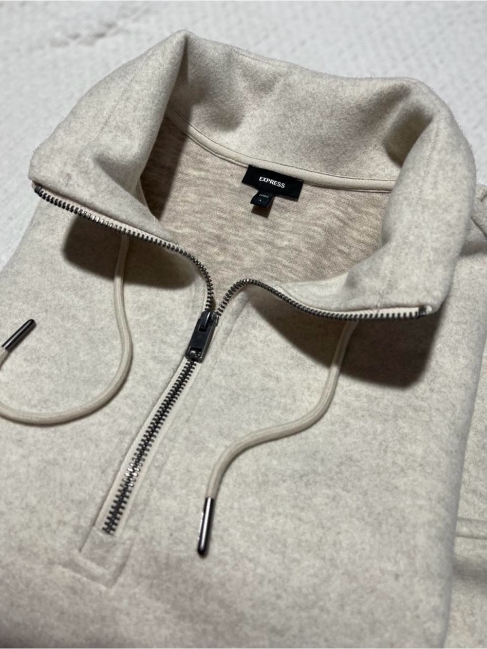 Express Men’s Half-Zip Funnel Neck Sweater - Oatmeal
